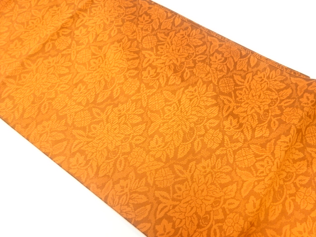 草花模様織出しリバーシブル全通袋帯